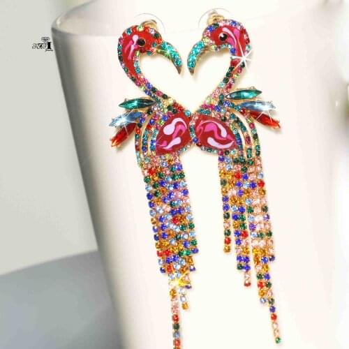 YaYi Jewelry Fashion Multi-Color Glass Dangle Crystal Women Ancient Gold Color Wear ear Band Tassel Couples Wedding Earrings