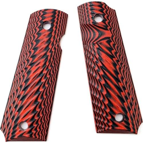 1 Pair Damascus Pattern G10 Hand Grip Patches Material DIY Black Red Textured Anti-slip Handle slab scale blanks For 1911 Models