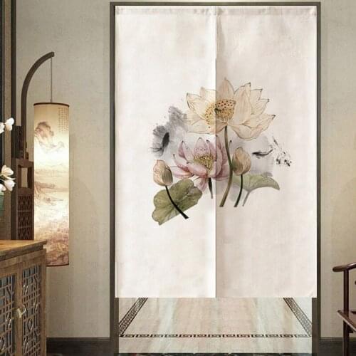 Chinese Lotus Doorway Curtain Bedroom Living Room Homestay Partition Half Curtain Feng Shui Curtain Door Curtain Noren