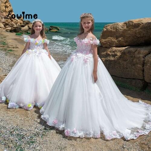 Flower Girl Dresses Pink Applique Ball Gown Customized Vestidos Longo Communion Dresses Vestido De Daminha 2018