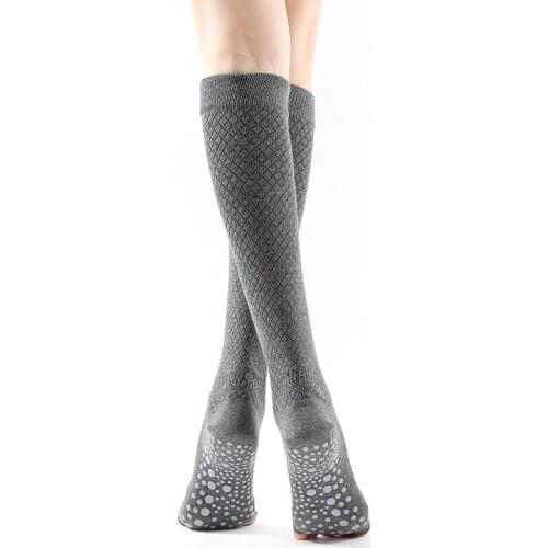 Winter Women Long Tube Yoga Socks Leg Warmer Non-Slip Open Toe Dance Socks Yoga Fingers Anti Slip Cotton Breathable Elasticity