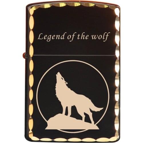 Zorro Brass Shell Kerosene Windproof Creative Lighter Metal Ultra-thin Bronze Spike Wolf Old-fashioned Cigarettes Smoking Gift