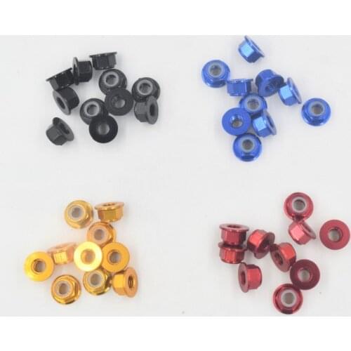 10pcs/set M3 Aluminum Alloy Nylon Insert Lock Nut Self-Locking Nut for Screws Bolts Fastener Hardware 4 Color Optional