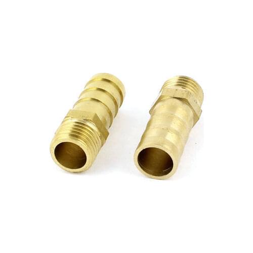 2 Pcs 12mm Male Thread Dia Straight Barb Fitting Adapter for Pneumatic Air Hose