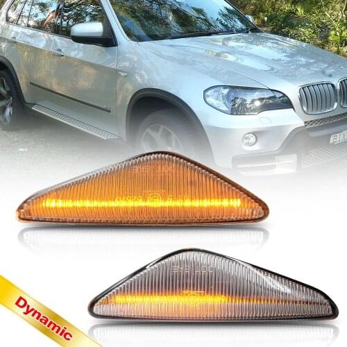 2PCS Clear Lens Dynamic Led Side Marker Turn Signal Light Sequentia Lamp For BMW E70 X5 E71 X5 E72 X6 F25 X3 2007-2012