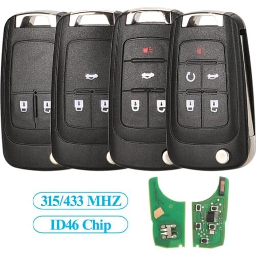 Jingyuqin Remote Flip Car Key 433MHz ID46 PCF7937E Chip For Chevrolet Cruze Sail Cavalier Malibu 3 Buttons Fob Shell Control