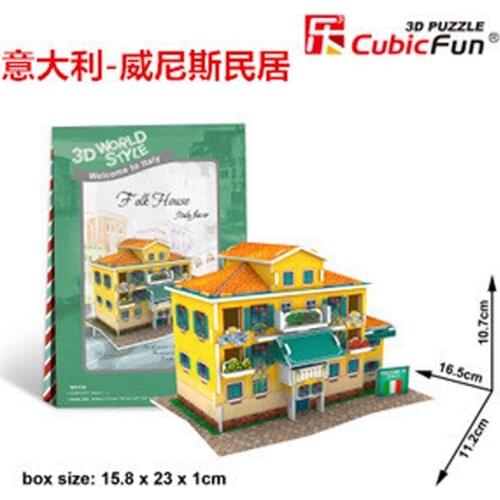 3D Puzzles Venice Folk house, Italy DIY Creative gift Educational toys World style tour construction paper model T20