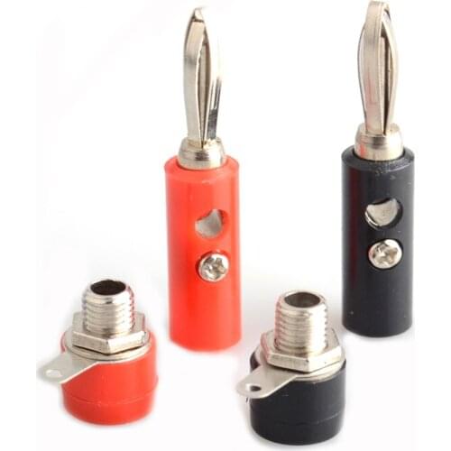 4pcs 4mm Banana Plug+Socket Connectors Female Male Insert Connector Nickel Plated DIY