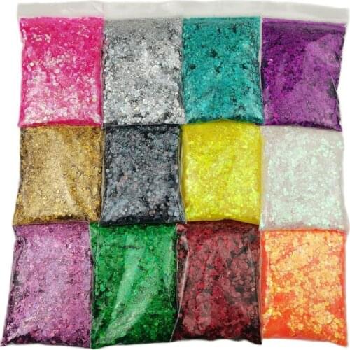 50g Holographic Mixed Hexagon Nail Glitter Flakes Laser Chunky Sequins Sparkly Manicure Nail Art Decoration DIY Gel Accessories