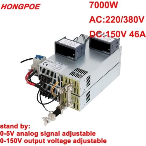 7000W 150V Power Supply 0-150V Adjustable Power 0-5V Analog Signal Control 220V AC-DC 150V 50A High Power Transformer Motor LED