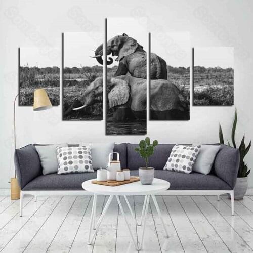 Frameless Picture Wild Elephant Grassland Personality Art Poster Living Room Decoration Sofa Background Wallpaper 3D Stereo Wall