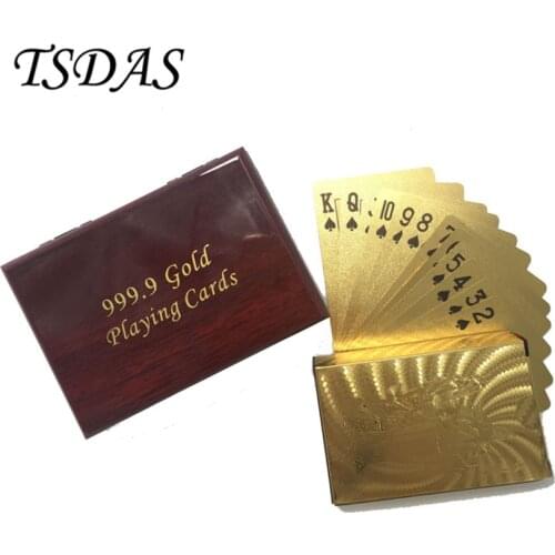 Cheap Plastic Custom Playing Cards 54 pcs/set Golden Foil Poker Chinese God of Wealth Style With Wooden Box & Certificate