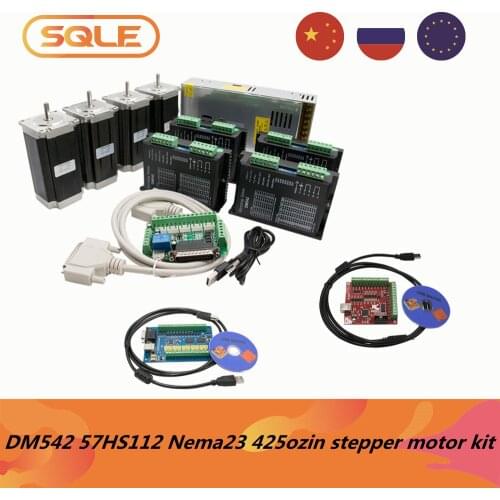 4 set DM542 motor driver & Nema23 57HS112 3N 3A stepper motor & 350w 36v 9.7A /500w 36v 14A power supply & mach3 motion card