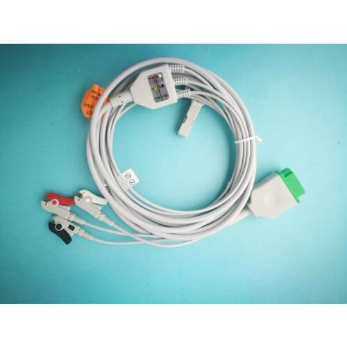 ECG cable with 3 clip lead wires for GE dash2000,3000,4000,pro,solar patient monitor