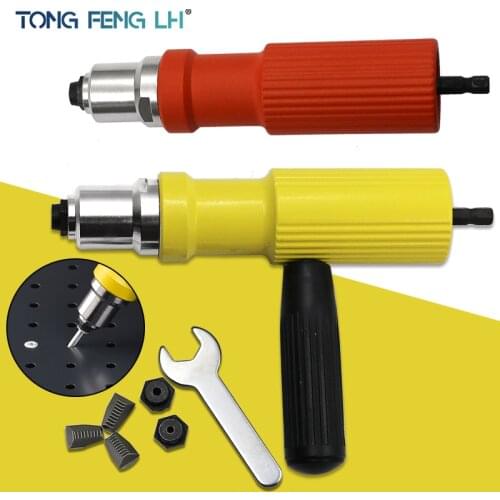 Electric Rivet Gun Riveting Adapter Insert for Cordless Drill Riveter Gun with Handle Nail Gun Aluminum Rivet Nut Guns