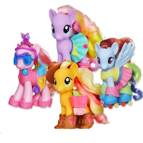 Hasbro Genuine My Little Pony Rainbow Dash Pinkie Pie Applejack 6-inches Girl Toys
