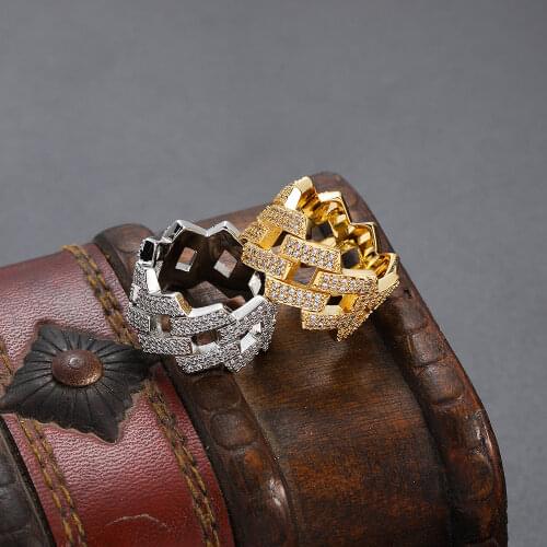 Brass CZ Ring Cuban link zircon ring Jewelry Gift R012