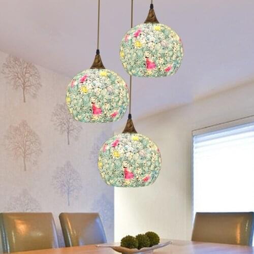 Light style glass shade pendant light shell aisle dining room pendant lamp restaurant lamp creative single head study lamp DF64
