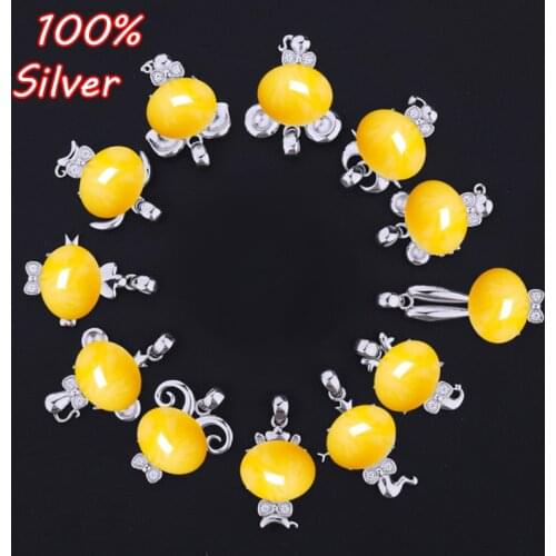 2020 Hot 925 Silver Color Jewelry 12 Horoscope Zodiac Sign Pendant Blank Base Fit 12*14mm Amber Gem DIY Jewelry Making Findings