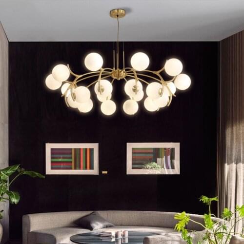 French all copper light luxury led chandelier lighting post modern living room chandelier Nordic high-end restaurant chandelier