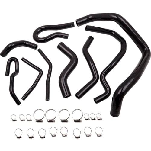 9Pcs Black Heater Hose Pipe Kit For Honda Civic D15 D16 EG EK SOHC Silicone