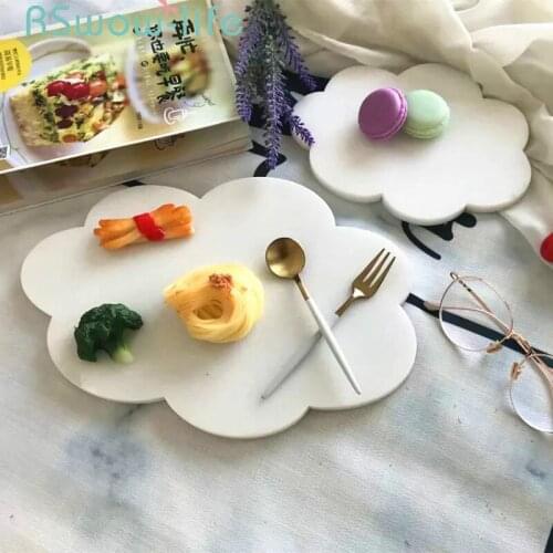 Cute Cloud Black Rock Plates Food Plate Insulation Placemat Creative Marble White Sushi Plate Serving Dish For Kitchen Supplies