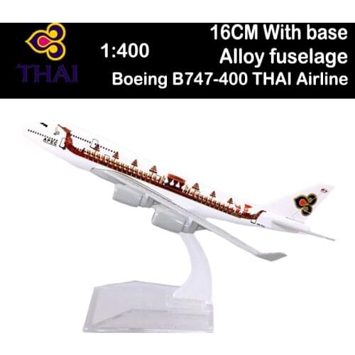 16CM 1:400 Boeing B747-400 Model THAI Airlines "Dragon Boat" W Base Alloy Aircraft Plane Airliner Display Adult Boys Collection