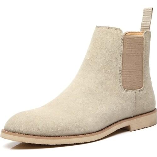 Fashion Mens Suede Leather Shoes High Quality Retro Solid Color Sets Mens Boots Casual Fashion Chelsea Boots Zapatos De Hombre