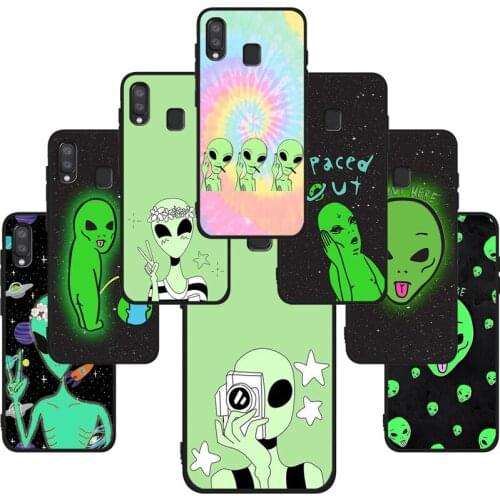 Trippy Tie Dye Peace Alien Soft Cases For Samsung Galaxy A71 A51 A41 A31 A20E A10 A20 A40 A50 A70 M30S M20 Black TPU Phone Case