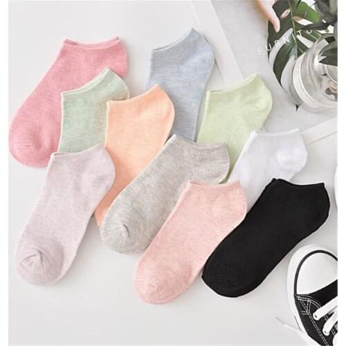 Color Cotton Female Socks Explosion Models Candy Color Ladies Socks Solid Color Invisible Female Cotton Socks Shallow Mouth Sock