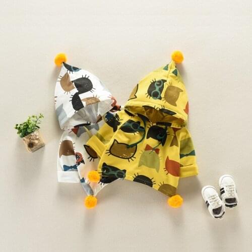 New Autumn Kids Hooded Sweater 2021 Toddler Baby Boys Girls Clothes Cartoon Animal Warm Coat Outerwear Cloak Clothes