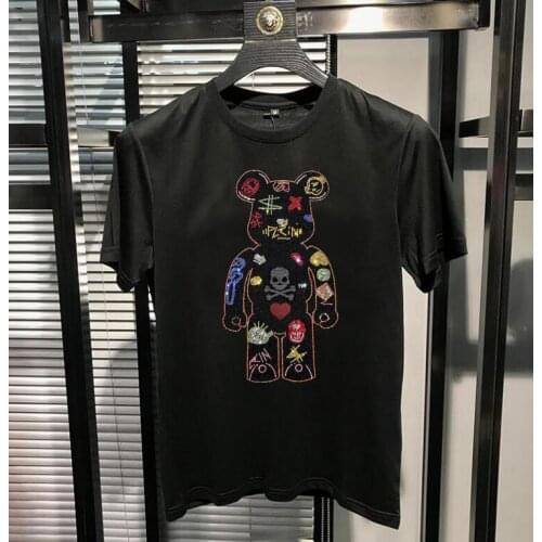 New designer Men Diamonds Tshirt Mens Casual Short Sleeve Hot drill Male five color plus size 5XL