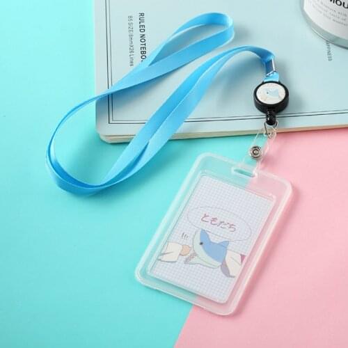 Cartoon Plastic Bus ID Card Holder Case Badge Retractable Reel Neck Strap Lanyard G5AE