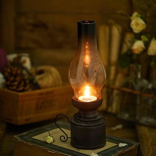 Retro Resin Candle Holders Center Distressed Craft Table Living Room Decorative Candlestick European Home Decoration Ornaments