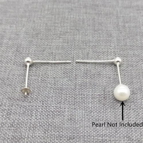 4prs of 925 Sterling Silver Ball Earring Stud Post w/ Cup and Peg for Pearl