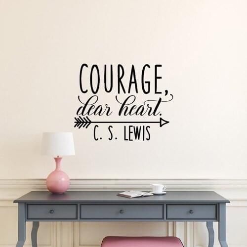 Courage Dear Heart C S Lewis Wall Decal Inspirational Wall sticker Nursery Room Bedroom Arrow Decor Vinyl Wall Quotes G350