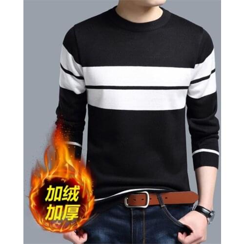Winter Sweater Men O-Neck Men Sweater Long Sleeve Plus velvet thick warm Sweaters Casual pullover Cashmere Knitwear