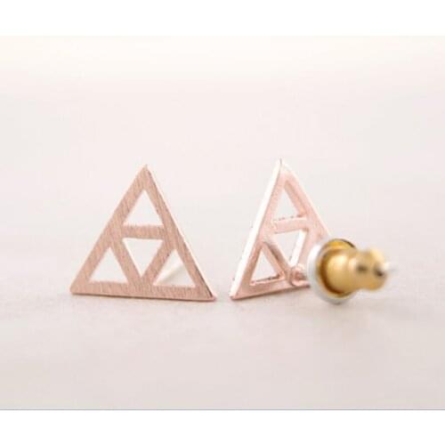 Trendy Triangle Studs Earrings Geometric class Gold White Rose Three Color Optional