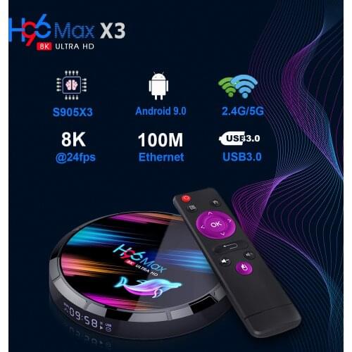 H96 Max X3 Smart Android 9.0 TV Box S905X3 Cortex-A55 Quad Core 64 Bit 4GB / 128GB 2.4G & 5G WiFi H.265 VP9 Decoding Miracast