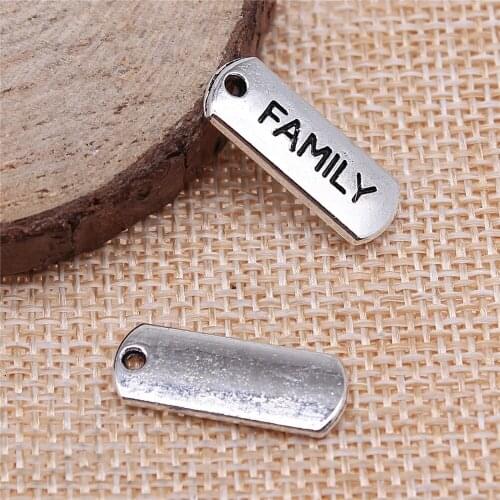 WYSIWYG 10pcs 21x8mm Charm Family Tag 3 Colors Family Tag Charms Family Tag Pendant Charms For Jewelry Making