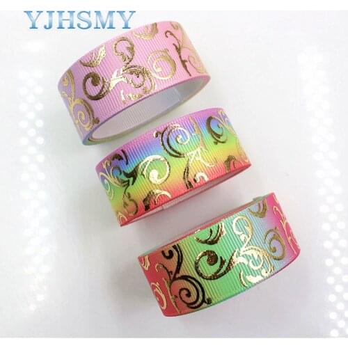 YJHSMY D-171111-578,10 yards,22 mm Totem gold hot Printed grosgrain ribbon,clothing accessories,wedding gift packaging material