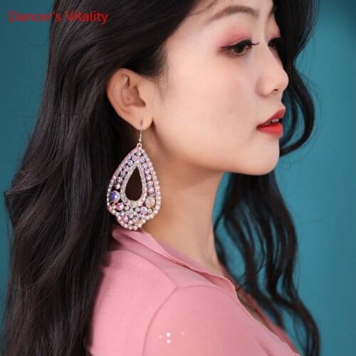 Belly Dance Earring Manual Diamond-Studded Eardrop Female Adult Rhinestone Matching Exquisite Performance Accessories