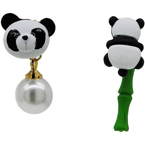 Korean cartoon Chinese style panda bamboo pearl earrings for women 2020 new wave earrings earrings female fashion jewelry