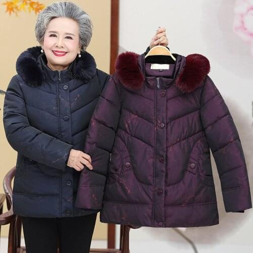 Parker Winter Jackets Women Middle-aged Elderly Womens Cotton Coat Short Hooded Warm Overcoat Parkas Winter Coat 3XL4XL 5XL