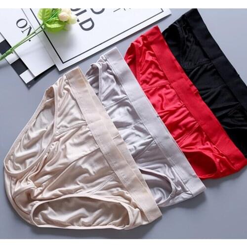 1 PC Thin Type 100% Silk Knitted Mens Underwear Males Briefs M L XL SG108