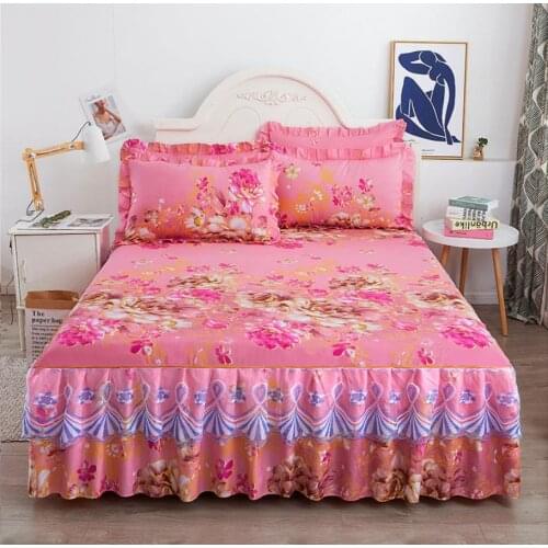 1pcs Luxury Princess Bed Skirt Ruffle Layers Lace Bedspreads Sheet Soft Fitted Sheet Cover Home Textile ( No Pillowcase ) F