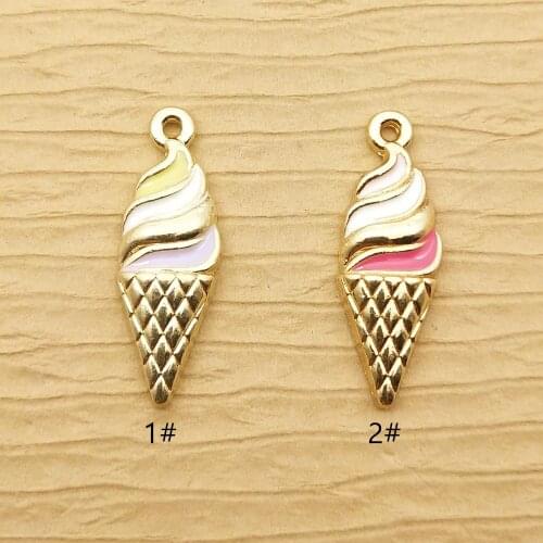10pcs 8x24mm enamel ice cream charm for jewelry making fashion earring pendant bracelet charms necklace charm
