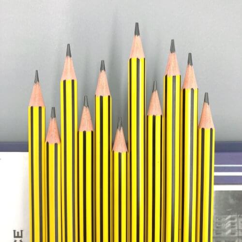 12 pcs/lot DIY Cute Plastic Black refilled Durable HB Painting Drawing Pencil stripe For Office and school supplies