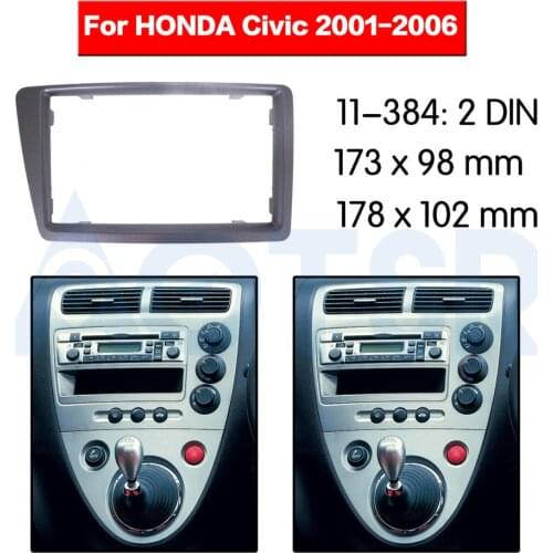 2 din Radio Fascia for HONDA Civic 2001-2006 Stereo Audio Panel Mount Installation Dash Kit Frame Adapter SILVER fit Right Wheel