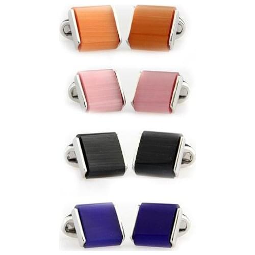5pairs/lot Luxury Opal Cufflinks 4 Color Silver Square Cats Eye Cuff Links Shirt Cuff Button Mens Jewelry Gift